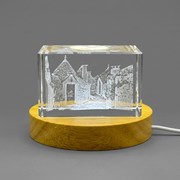 Trulli House 3D Engraved Crystal Italian Architecture Gift