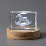 3D Crafted Crystal Rocking Horse Sculpture, Nostalgic Childhood Toy Brought to Life
