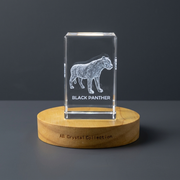 3D Crystal Black Panther Sculpture, Laser Engraved Wildlife Figurine, Big Cat Lover Gift
