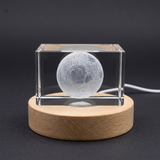 Moon 3D Engraved Crystal Trophy Award with LED Base - Premium Home Decor Recognition by A&B Crystal Collection - Custom Award From A&B Crystal Collection