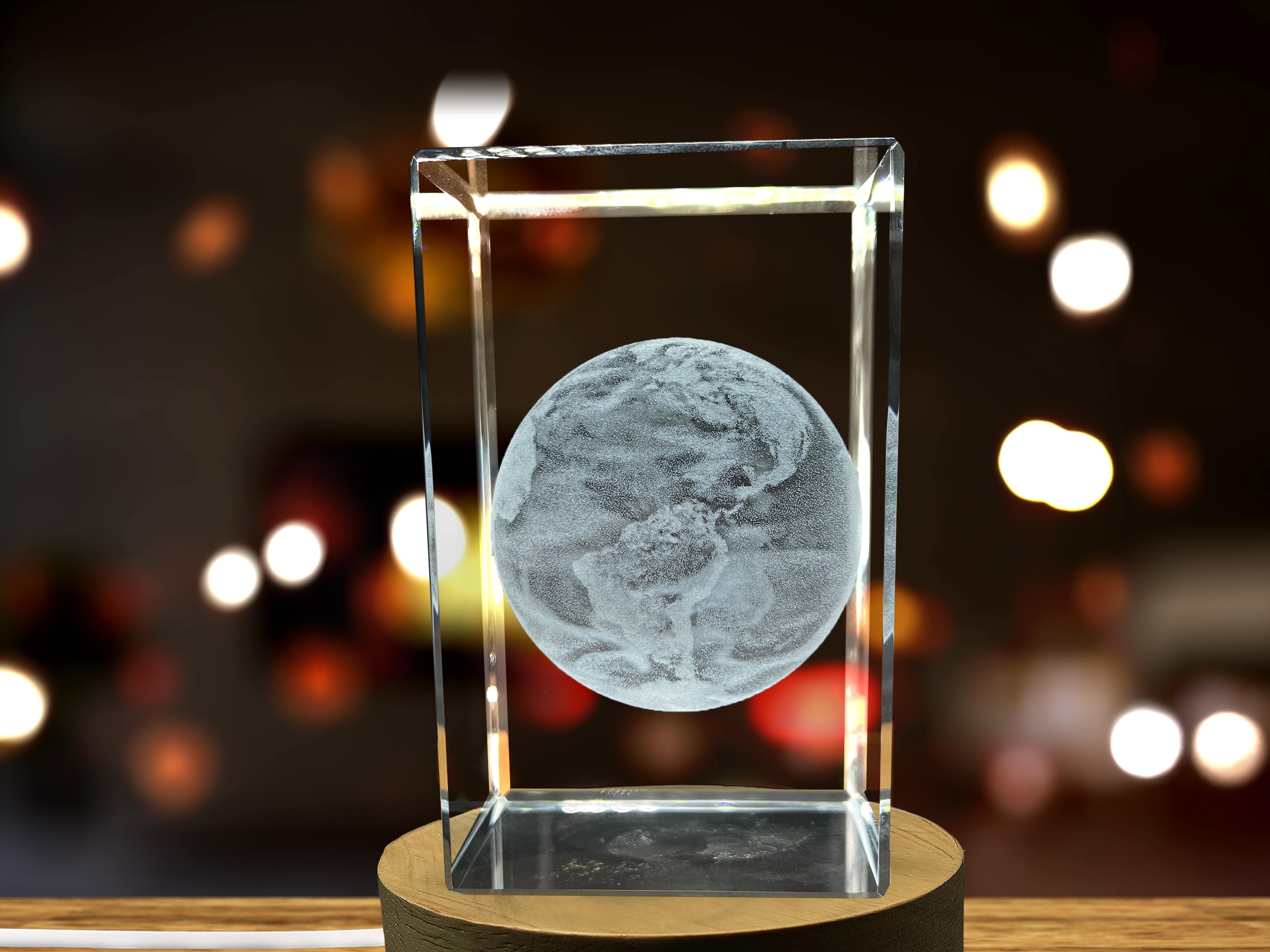 Planet Earth 3D Engraved Crystal Novelty Decor A&B Crystal Collection