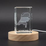 Netherlands 3D Engraved Crystal Trophy Award Keepsake with LED Base - Recognition Gift & Decor