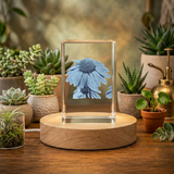 Echinacea 3D Engraved Crystal Trophy Award - Nature-Inspired Décor for Recognition