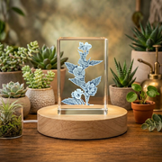 Recognition 3D Engraved Marshmallow Plants Crystal Trophy Award - Unique Botanical Décor