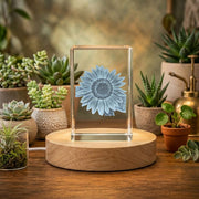 Sunflower Trophy Award 3D Engraved Crystal — Made in Canada