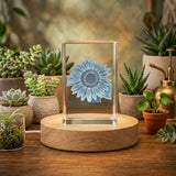 Sunflower Trophy Award 3D Engraved Crystal — Made in Canada - Custom Award From A&B Crystal Collection