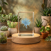 3D Engraved Crystal Yellow Salsify Flower Trophy Award with LED Base