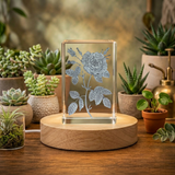 3D Engraved Rose Crystal Keepsake Award - Unique Recognition Gift & Elegant Home Decor