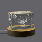 Scorpio Zodiac Sign 3D Engraved Crystal Award Trophy With LED Base - Unique Recognition Gift