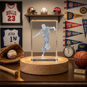 Le joueur de football 3D Crystal gravé | Crystal gravé 3D | Cadeau de sport