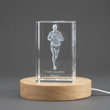 Cross Country Player Recognition 3D Engraved Crystal Trophy Award - Handcrafted Keepsake for Runners