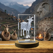 Lively Goat Crystal Trophy Award Recognition | Handcrafted 3D Statues with LED Base