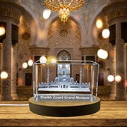 Recognition 3D Engraved Crystal Replica of Sheikh Zayed Grand Mosque – Exquisite Artistry in Multiple Sizes