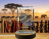 Tanzania 3D Engraved Crystal Trophy Recognition Award with LED Base - Illuminated Keepsake Decor