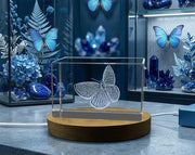 Spring Azure Butterfly Crystal Trophy Award - 3D Carved Insect Recognition Collectible
