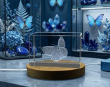Spring Azure Butterfly Crystal Trophy Award - 3D Carved Insect Recognition Collectible