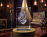 Jazz Saxophone Player 3D Engraved Crystal Trophy Award - Recognition of Melodic Mastery