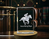 Joueur de course de chevaux 3D Gravure Crystal 3D Gravé Crystal KeepSake / Gift / Decor / Collectible / Souvenir