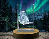 Norwegian Forest Cat Recognition 3D Engraved Crystal Trophy Award with LED Base Light