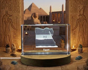 Egypt 3D Engraved Crystal Trophy Award Keepsake with LED Base - Elegant Recognition Decor