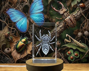3D Engraved Crystal Jumping Spider Trophy Award - Exquisite Artisan Decor with LED Base