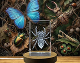 3D Engraved Crystal Jumping Spider Trophy Award - Exquisite Artisan Decor with LED Base