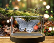 Red Spotted Purple Butterfly Crystal Trophy Award with Recognition - Exquisite 3D Engraved Decor
