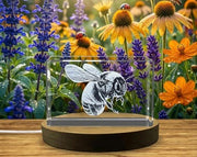 Vivid Bumble Bee Recognition Crystal Trophy Award | Unique Laser Engraved Decor for Nature Lovers