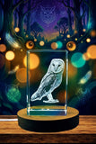 Barn Owl 3D Engraved Crystal Engraving Trophy Award — Made in Canada - Custom Award From A&B Crystal Collection