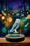 Barn Owl Crystal Engraving Trophy Award - Exquisite Nature Recognition Decor with FREE LED Base Light - Custom Award From A&B Crystal Collection