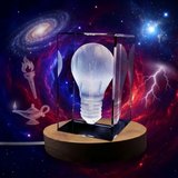 Lightbulb 3D Engraved Crystal Keepsake with Premium LED Base - Artful Illumination
