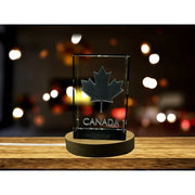 Maple Leaf Canada 3D Engraved Crystal Keepsake - Unique Gift & Home Decor - Made in Canada