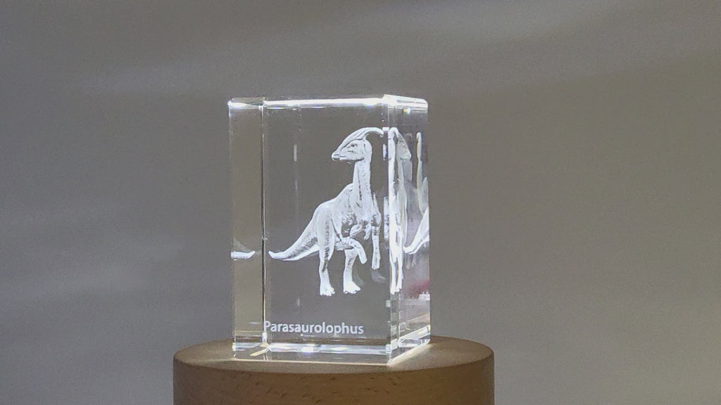 Parasaurolophus Dinosaur 3D Engraved Crystal 3D