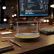 Motivational Quote 3D Engraved Crystal with Free LED Base Light - A&B Crystal Collection