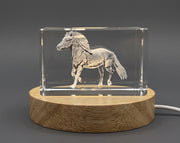 Haflinger Horse 3D Engraved Crystal Award Trophy — Made in Canada