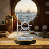 Marine Wheel 3D Engraved Crystal Recognition Award Trophy - Nautical Charm & Artisan Craftsmanship by A&B Crystal - Custom Award From A&B Crystal Collection