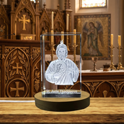 St. Jude Thaddaeus Crystal Sculpture Award Trophy with LED Base Light - Made in Canada