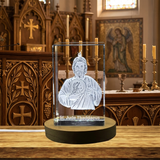 St. Jude Thaddaeus Crystal Sculpture Award Trophy with LED Base Light - Made in Canada