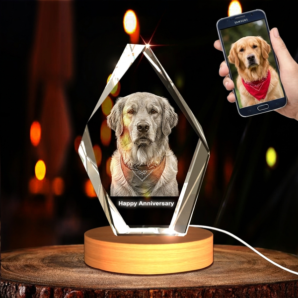Large Iceberg 3D Pet Crystal Photo Gift - Custom Award From A&B Crystal Collection
