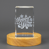 Happy New Year 3D Engraved Crystal Gift - Unique Keepsake