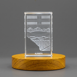 Alberta 3D Engraved Crystal Trophy Award for Recognition with LED Base Light, Unique Keepsake