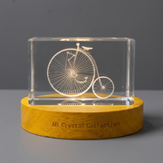 Recognition Vintage Bicycle 3D Engraved Crystal Trophy Award | Handcrafted with LED Base, Unique Gift