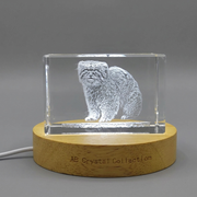 Recognition Pallas Wildcat Crystal Sculpture - Detailed 3D Art With LED Base, Unique Gift