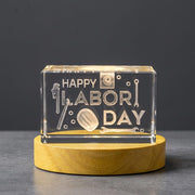 Happy Labor Day 3D Engraved Crystal Gift — Made in Canada