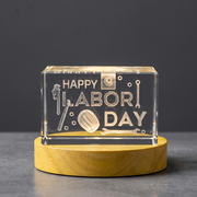 Happy Labor Day 3D Engraved Crystal Gift – Unique Crystal Keepsake
