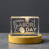 Happy Labor Day 3D Engraved Crystal Gift — Made in Canada