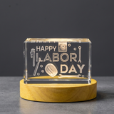 Happy Labor Day 3D Engraved Crystal Gift – Unique Crystal Keepsake