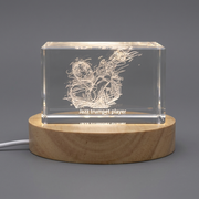 Jazz Trumpet Player Recognition Trophy Award - 3D Engraved Crystal Art with LED Base