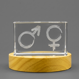 Recognition Gender Symbols 3D Engraved Crystal Trophy Award with Free LED Base Light - Custom Award From A&B Crystal Collection