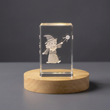 3D Laser Engraved Crystal Wizard Figurine for Fantasy and RPG Game Fans